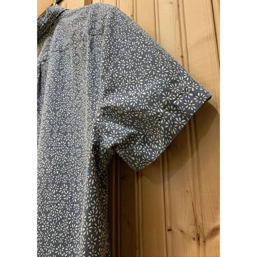J Crew Shirt Mens XL Blue Slim Secret Wash Organic Cotton Floral Button Down